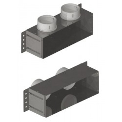 Té 2xAE48C Arrière/Dessus pour bouche rectangulaire 300x100
