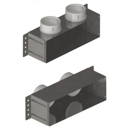 Té 2xAE48C Arrière/Dessus pour bouche rectangulaire 300x100